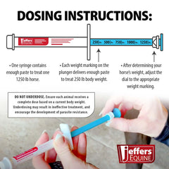 Jeffers mess-free dosing syringe for clean horse deworming.