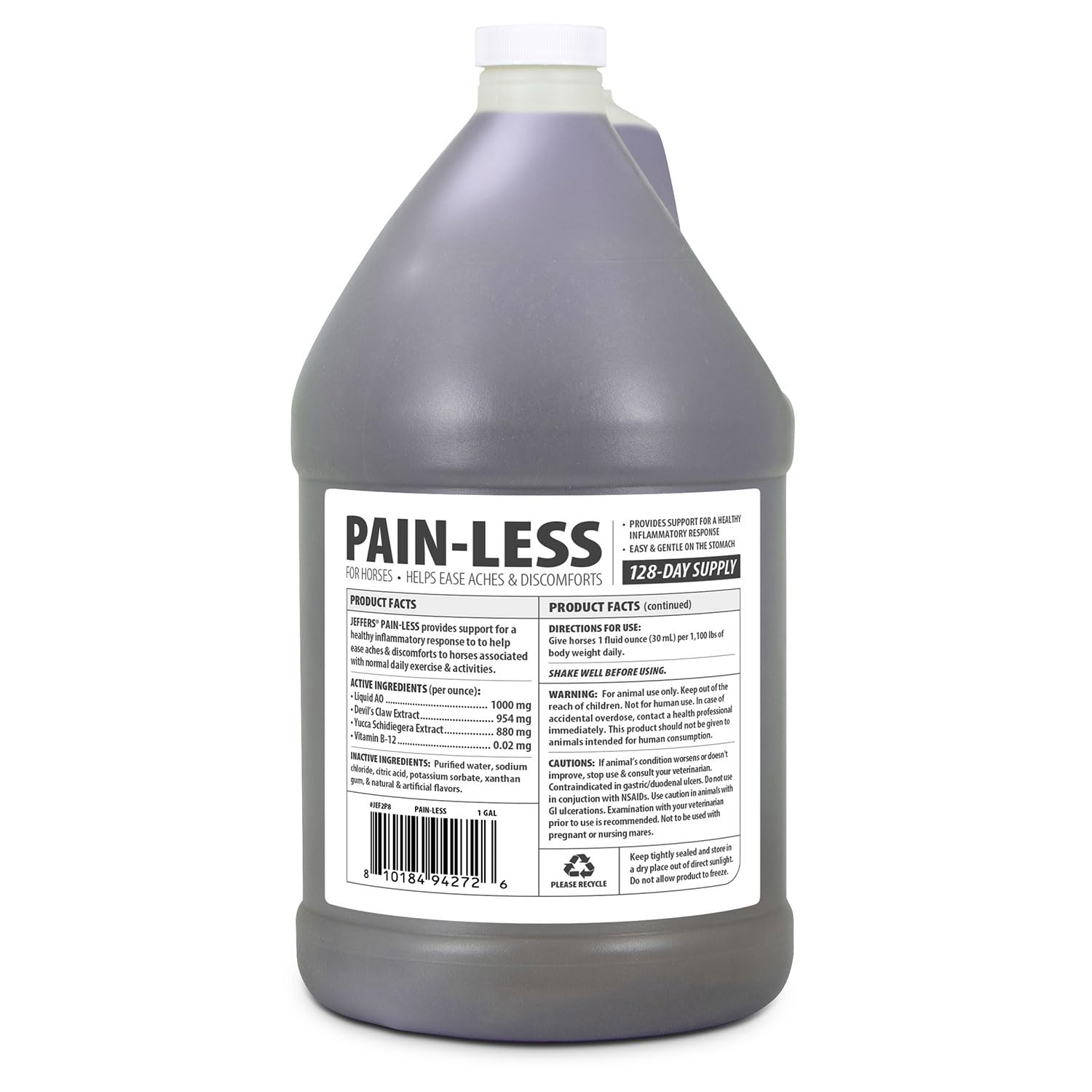 Jeffers Pain-Less 32 oz bottle ready for routine use and everyday joint support