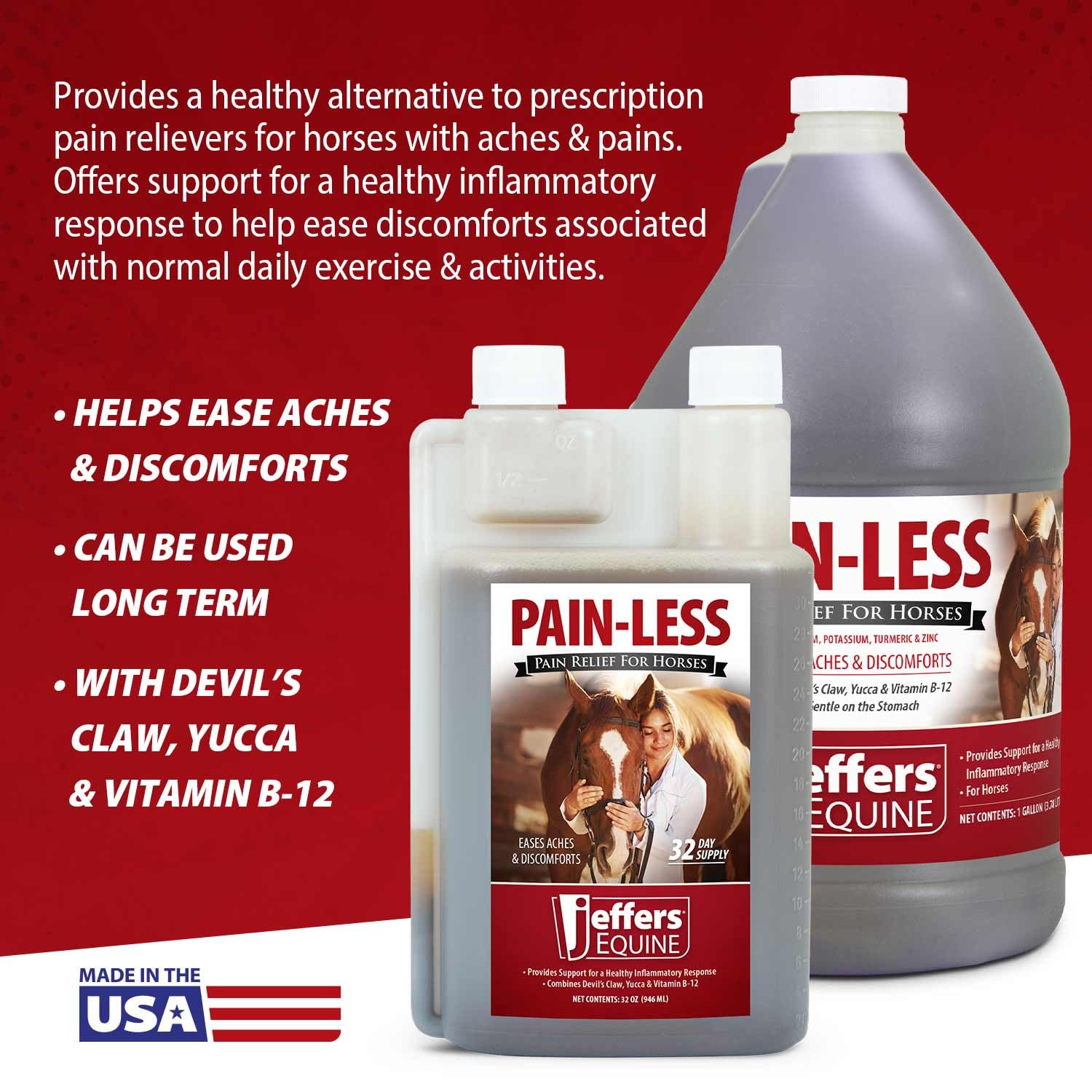 Jeffers Pain-Less formula proudly USA-made for quality and reliable supplementation