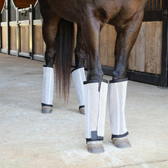 Jeffers Romper Stomper Fly Boots grey stable-turnout use image highlights all-day insect protection potential