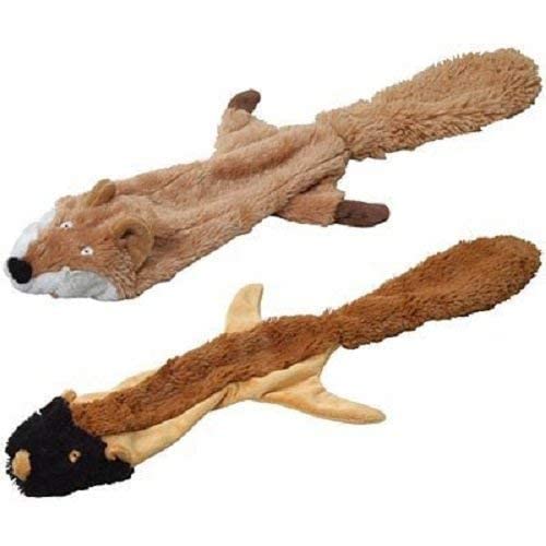 JeffersPet pack-2-thinnies flat plush toys promote mess-free chewing.