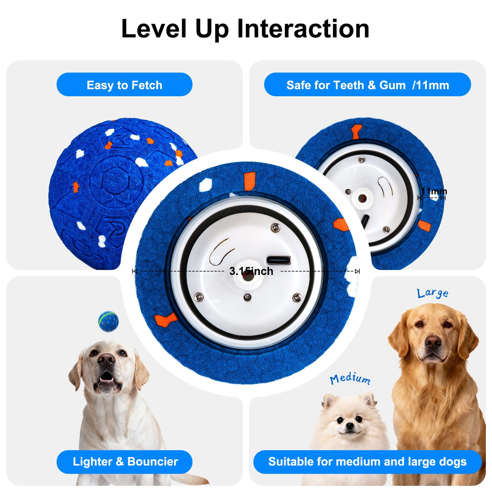 JEISOTHB dog ball blue diameter 3.15 inches for medium and large dogs