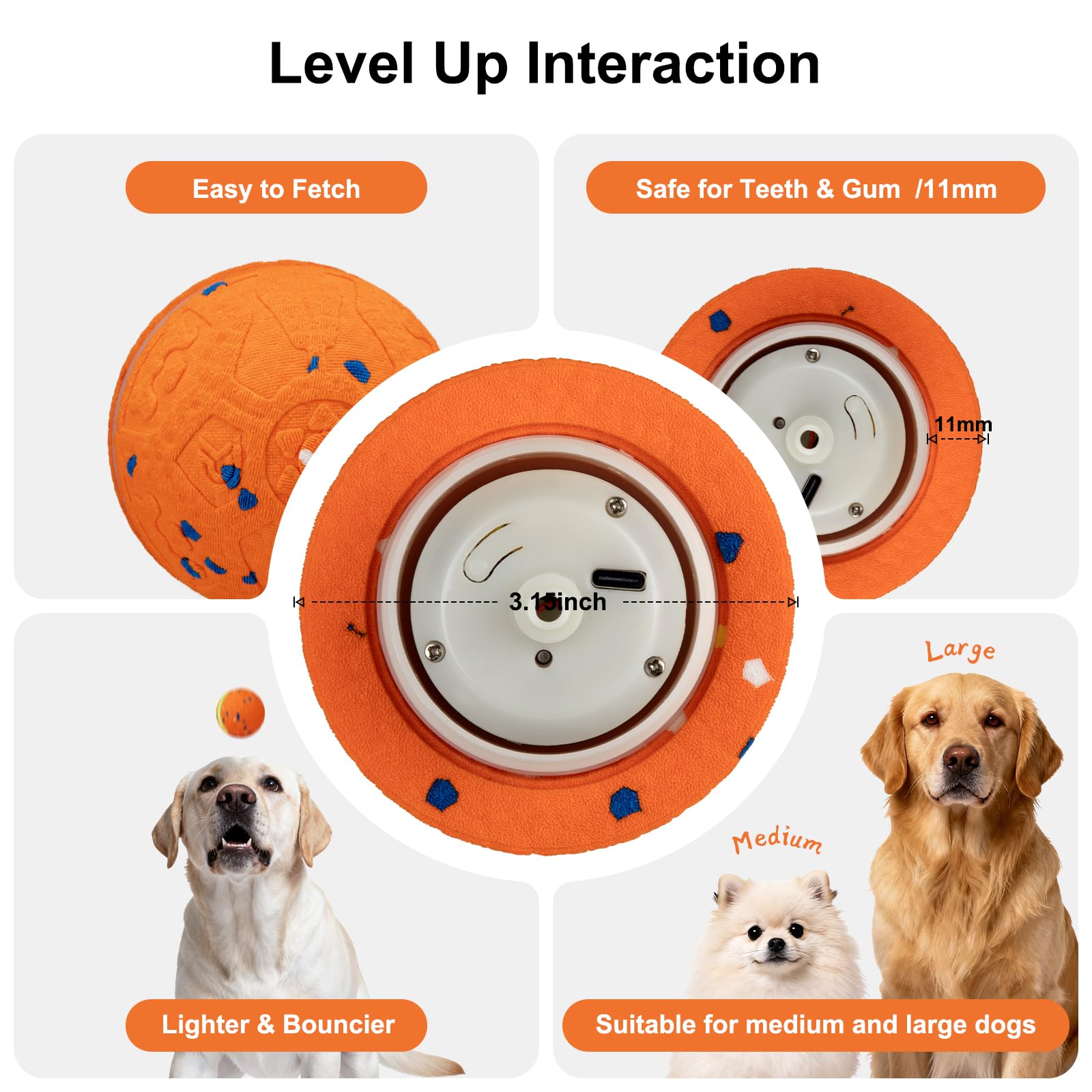 JEISOTHB 3.15-inch diameter ball fits medium and large dogs for interactive fun.