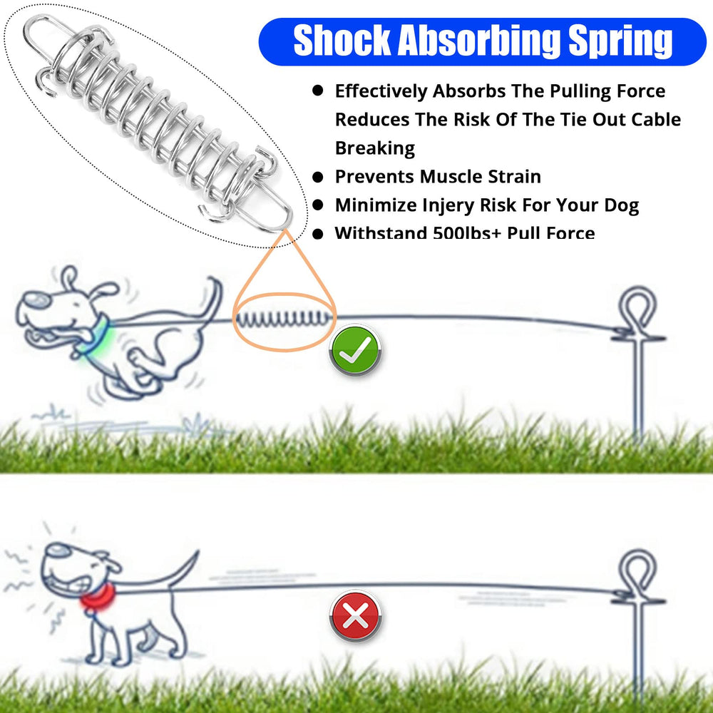 Jenico dog tie-out cable 15ft featuring swivel hook reduces tangling during play