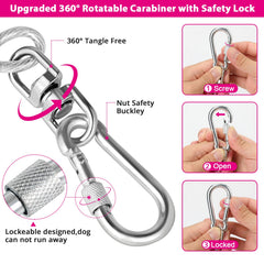 Jenico 360-degree rotation keeps the dog tether smooth and untangled outdoors