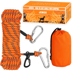 Jenico dog tie-out cable 50ft overhead system enhances long-range outdoor exploration safety.