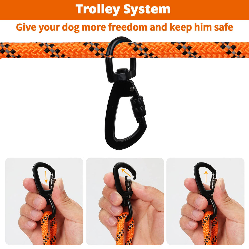 Jenico dog tie out cable 70ft extended between trees for flexible camping safety