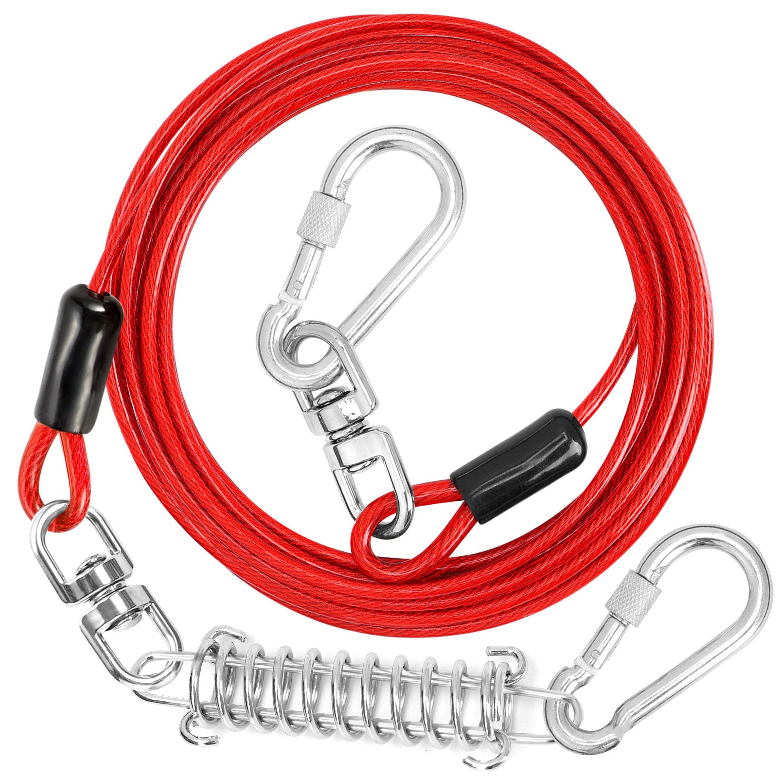 Jenico dog tie out cable heavy-duty swivel hook secures vigorous dogs during outdoor activity.
