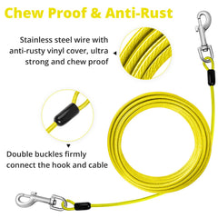 jenico dog tie out cable reflective PVC coating improves nighttime visibility and safety