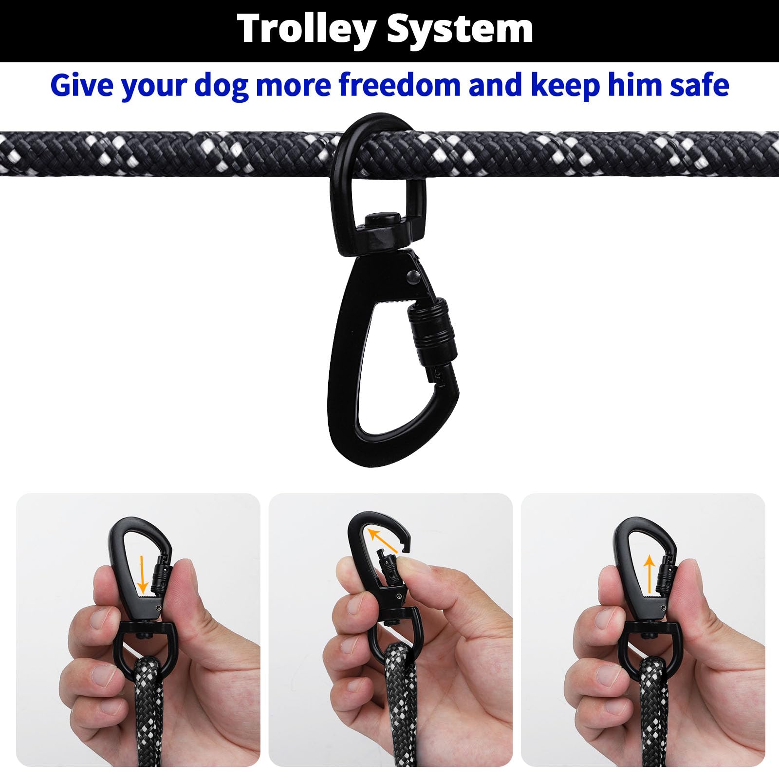 Jenico dog tie out cable setup demonstrates quick installation for parks
