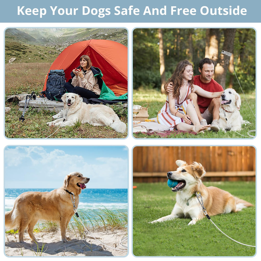 Jenico dog tie out cable outdoor setup in yard or camp.