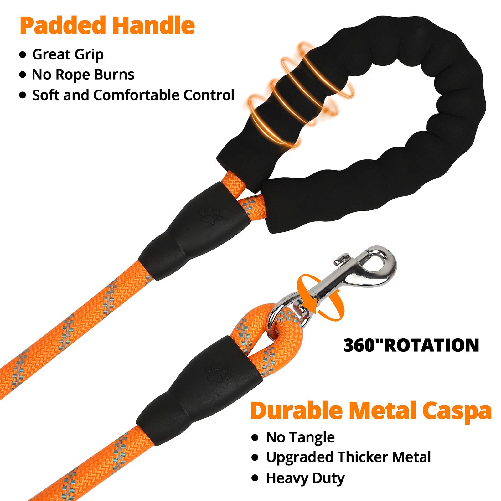 Jenico long dog leash bungee-cushion absorbs shock to reduce pull during jogs