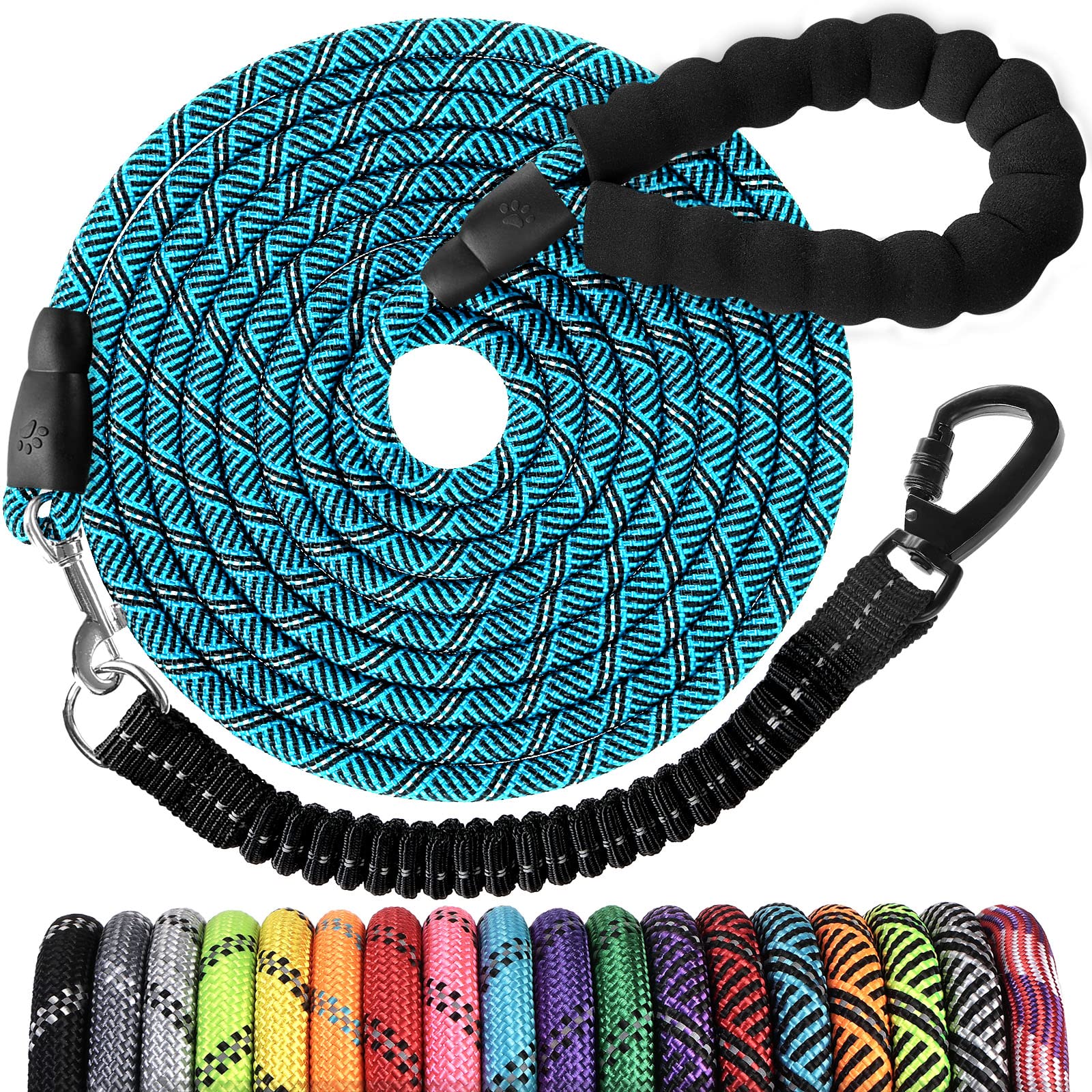 Jenico Long Dog Leash 15ft assembly shows durable hardware for daily walks