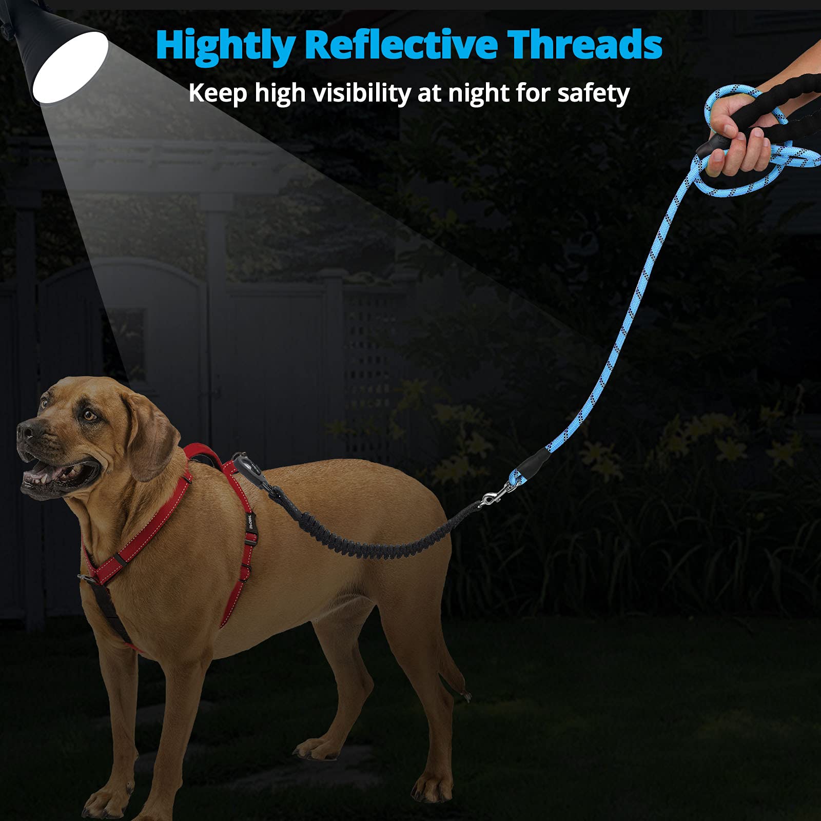 Jenico Long Dog Leash 15ft padded foam handle prevents rope burn.