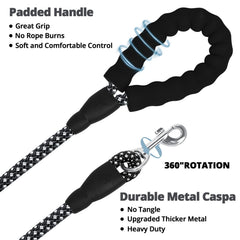 jenico Long Dog Leash 360° swivel hook prevents tangles for smooth walking.