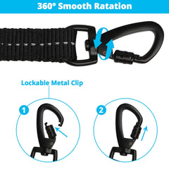 Jenico Long Dog Leash 15ft 360° swivel hook reduces tangling during walks.
