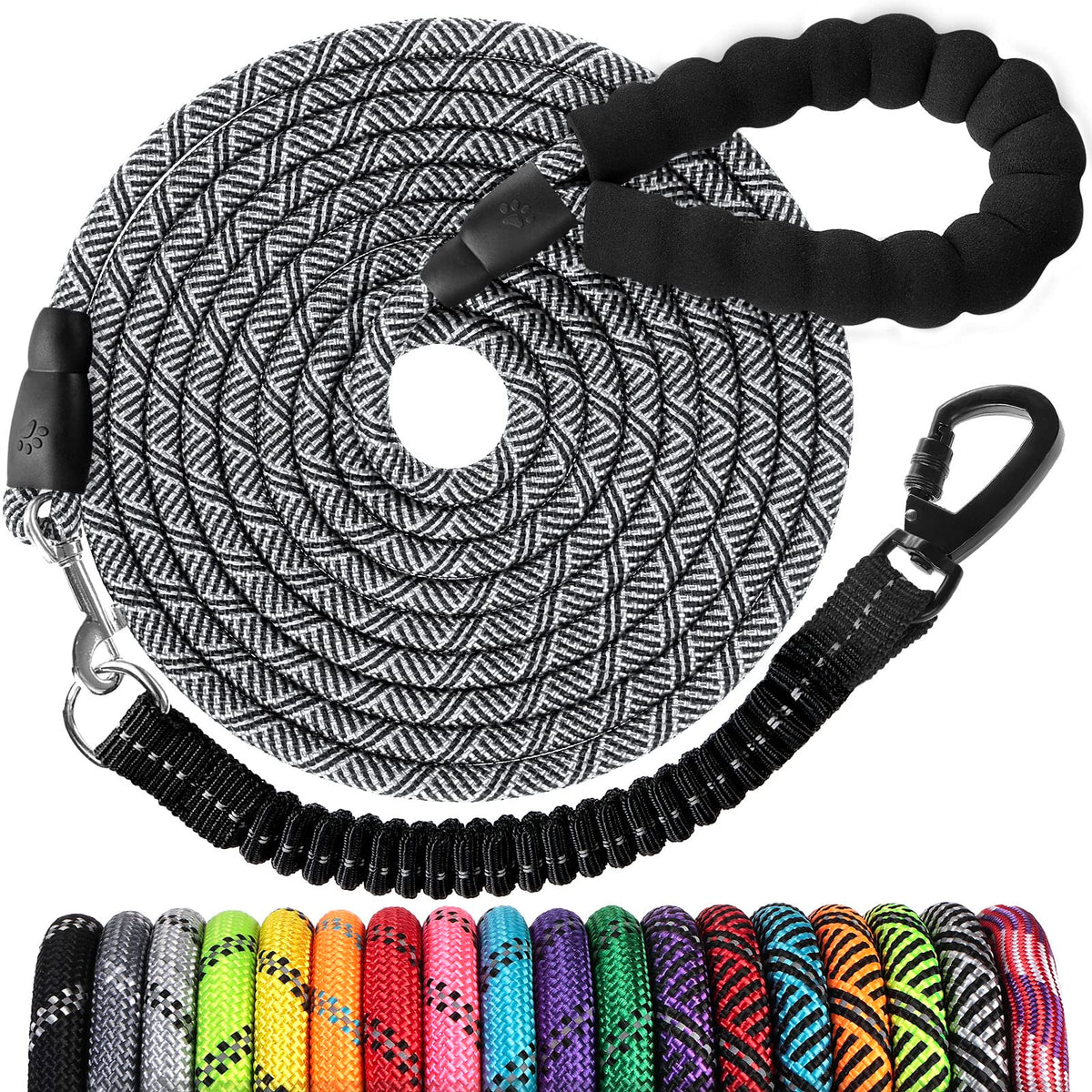 Jenico Long Dog Leash 20ft shock absorbing bungee for smoother control and comfortable walks