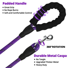Jenico long dog leash featuring bungee absorption to ease hand strain