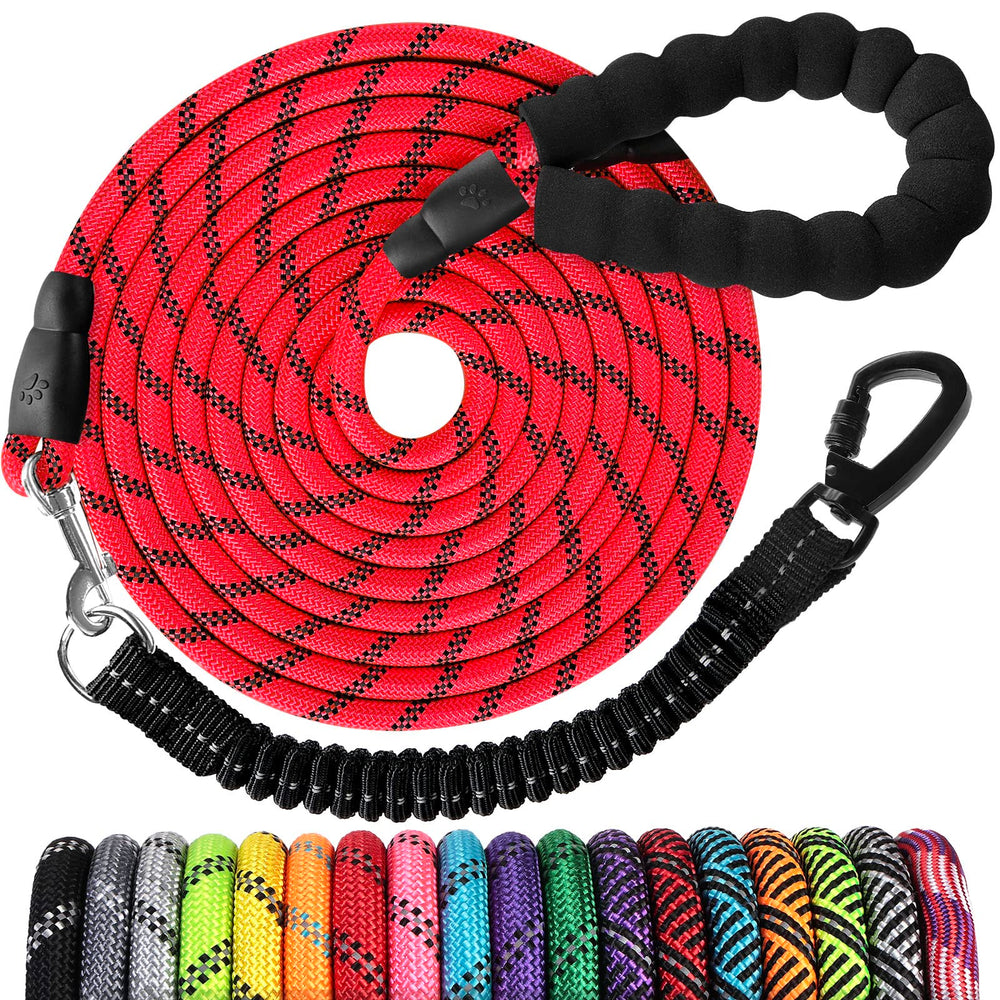 Jenico Long Dog Leash 30ft shock-absorbing bungee cushions pulling tension during walks.