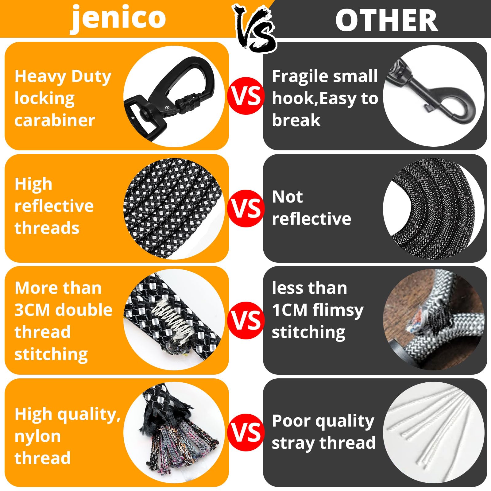 jenico long dog leash 30ft 360° swivel ensures tangle-free walking and training
