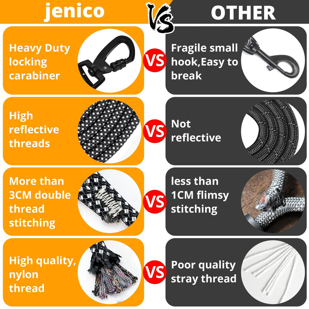 jenico long dog leash 30ft 360° swivel ensures tangle-free walking and training