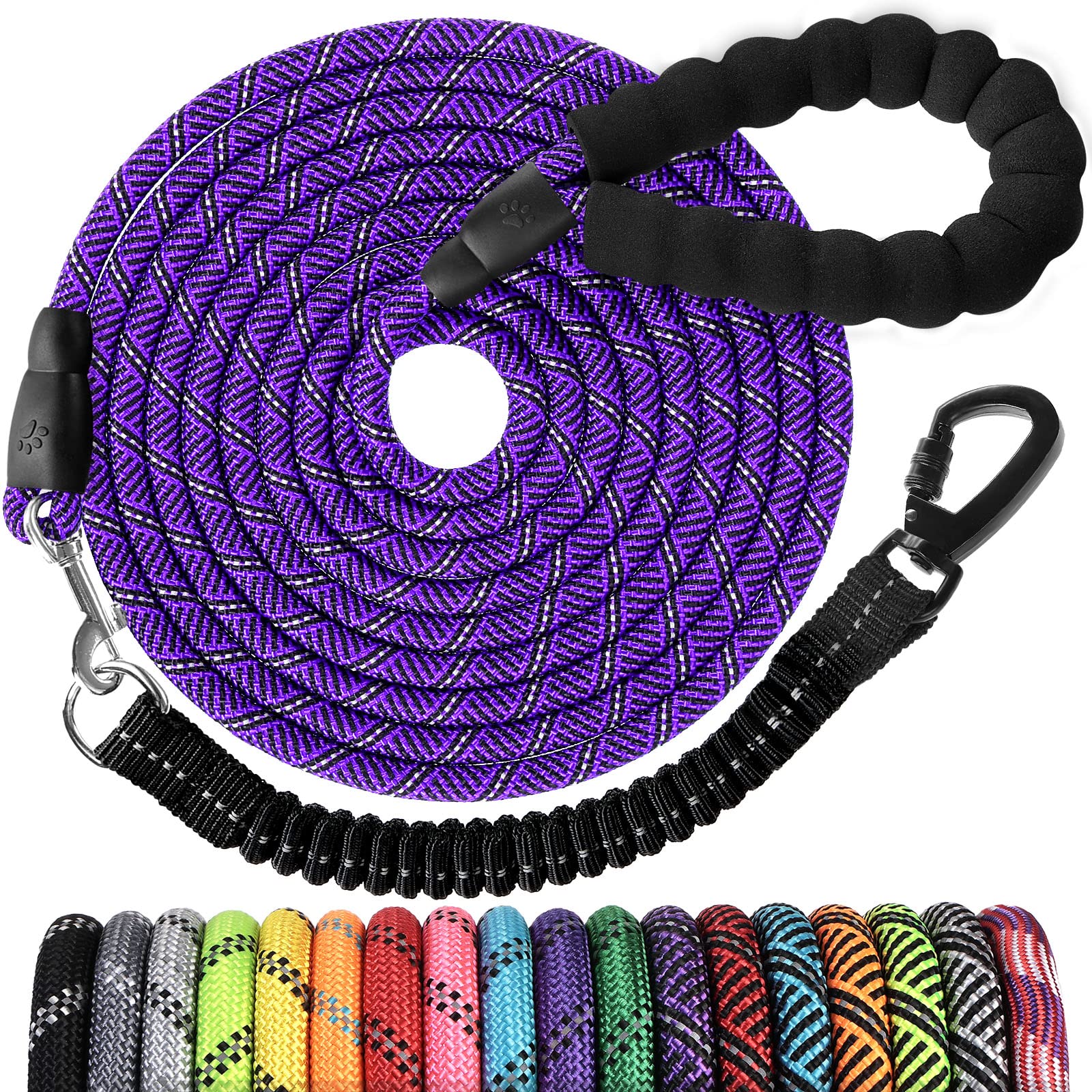 Jenico Long Dog Leash 30ft outer view shows durable construction for long hikes.