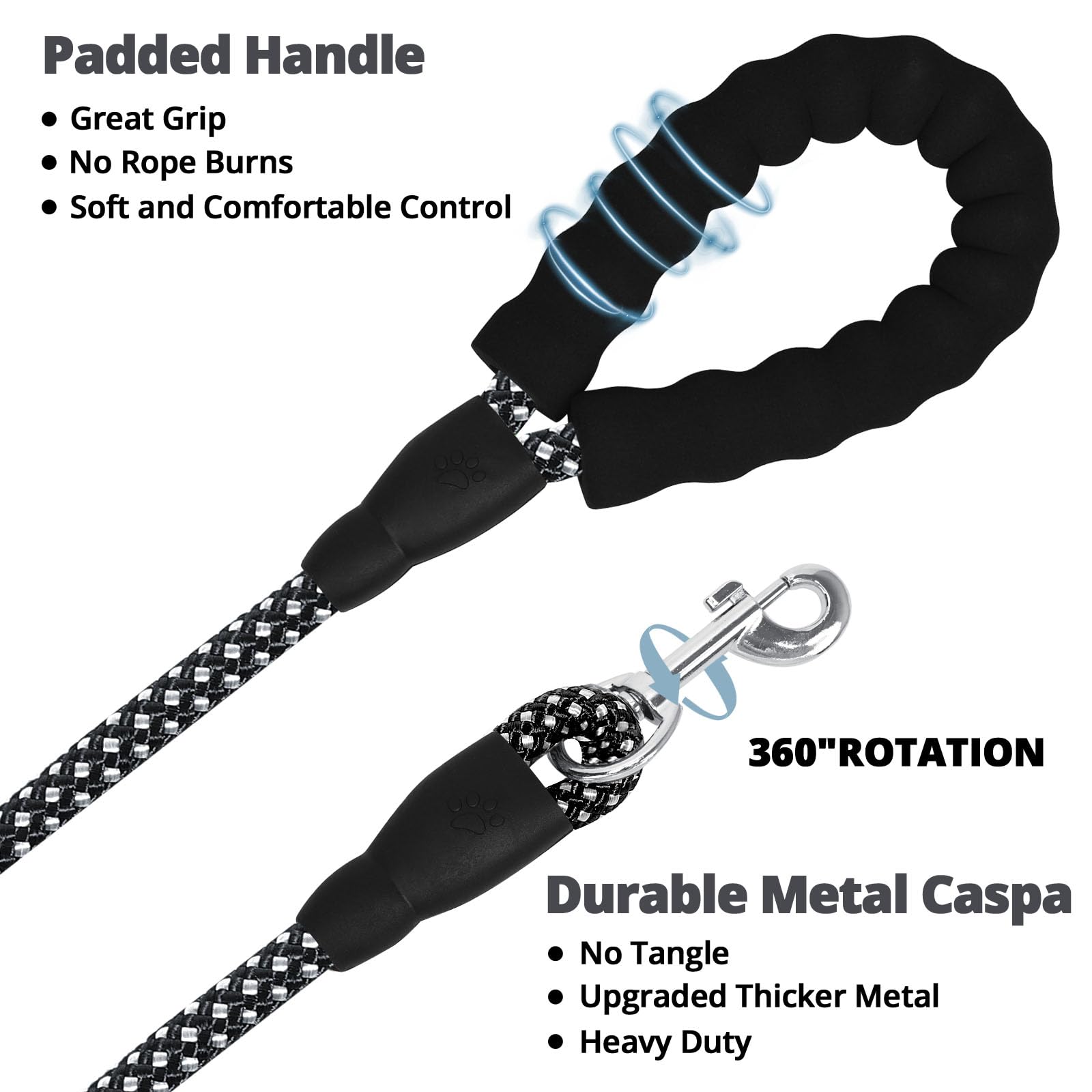 jenico long dog leash 30ft reflective bungee detail for night visibility during walks