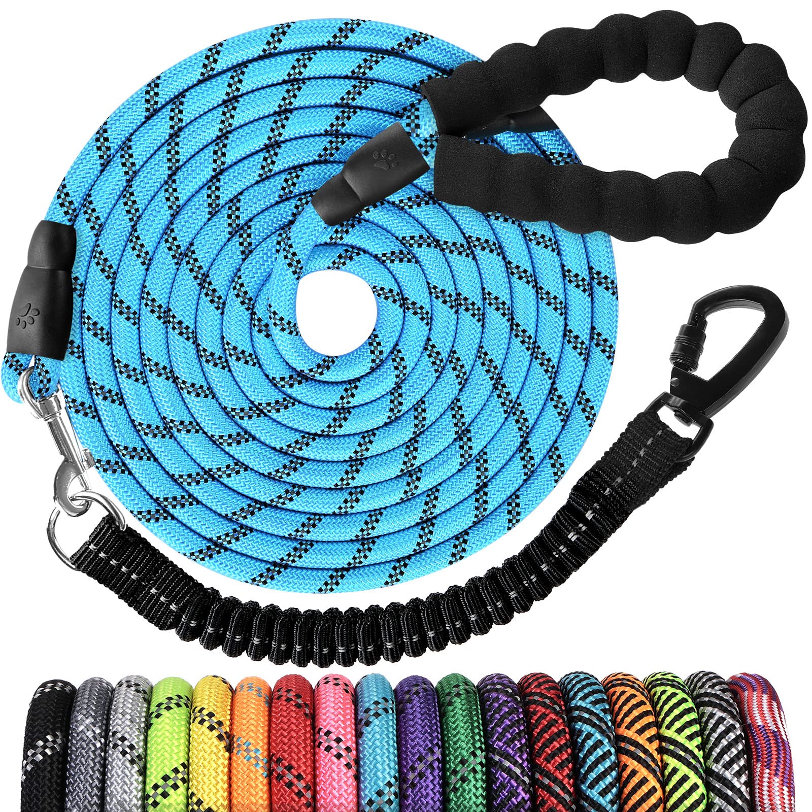 Jenico Long Dog Leash 30ft shock-absorbing bungee for smoother walks.
