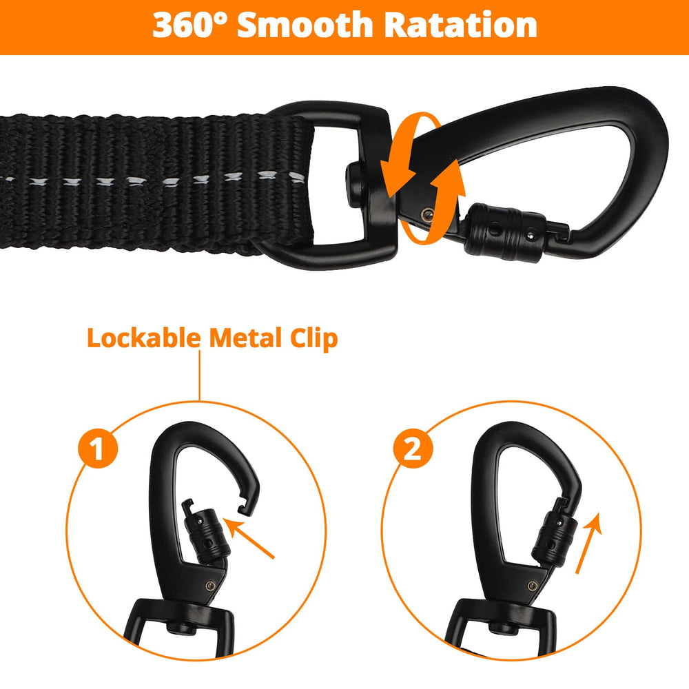 Jenico Long Dog Leash 360° swivel hook prevents tangling during outdoor adventures.