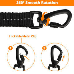 Jenico long dog leash bungee shock-absorption cushions pulling for smoother walks.