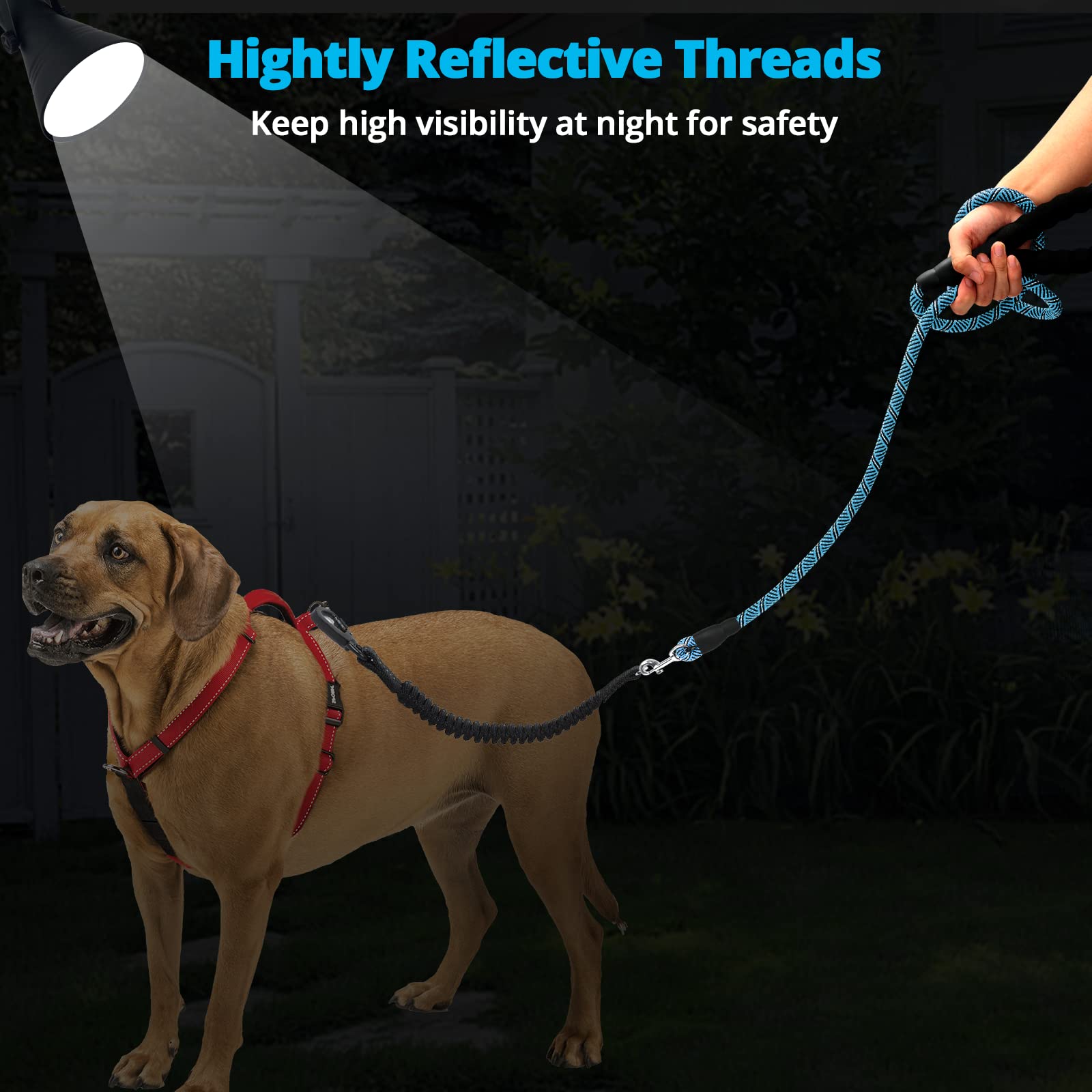 Jenico Long Dog Leash padded-handle provides comfortable grip on long hikes.