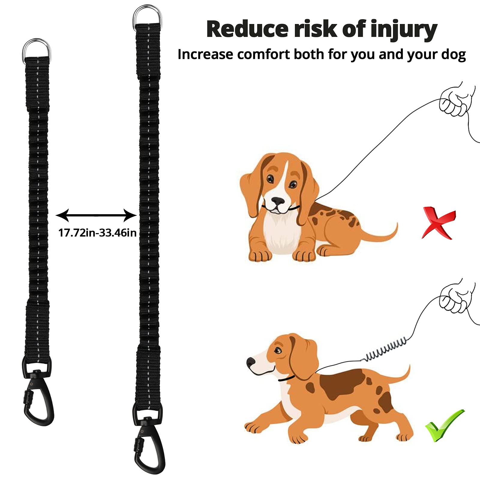 Jenico Reflective-thread leash increases visibility for safe night walks.