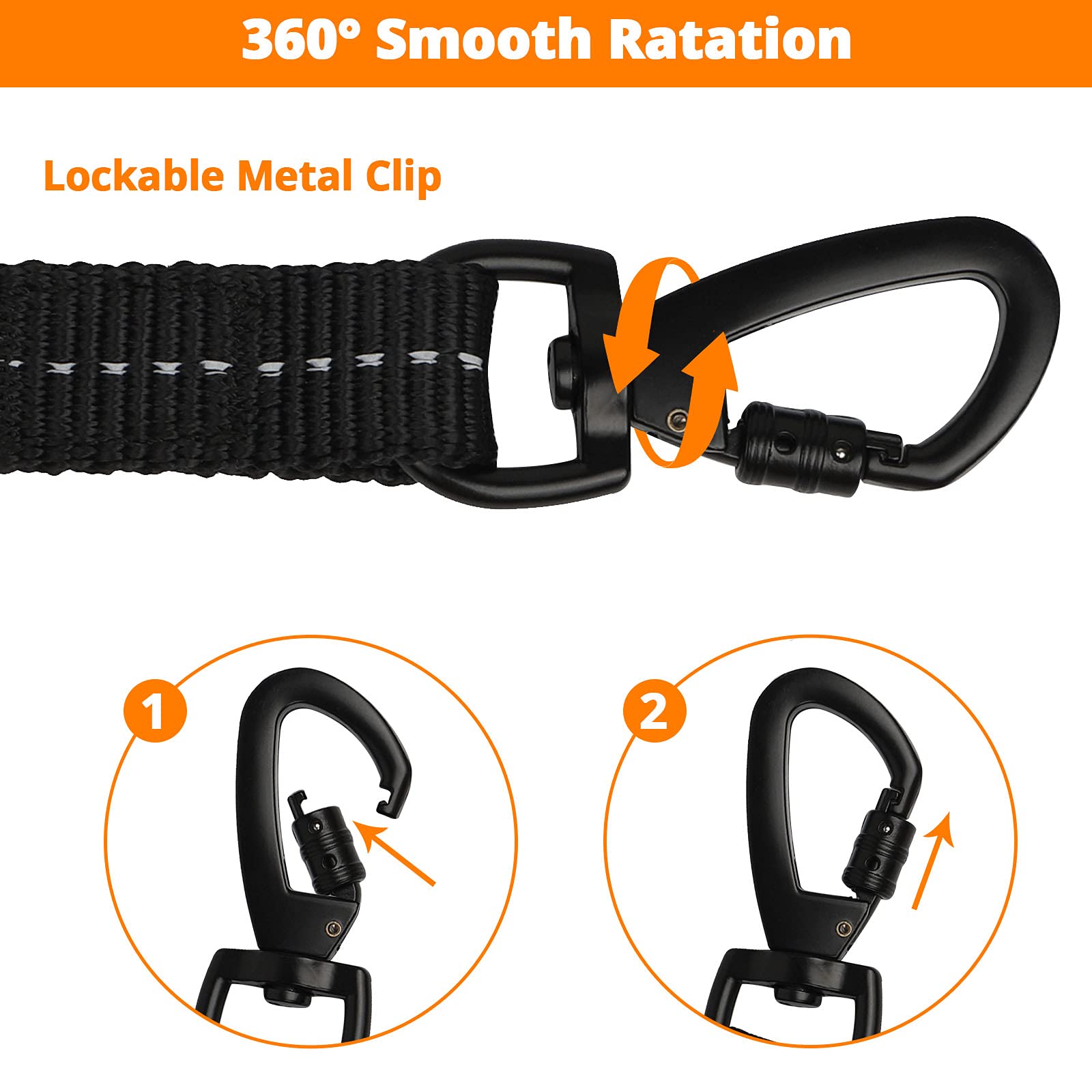 Jenico reflective stitching on the leash aids night visibility for safety