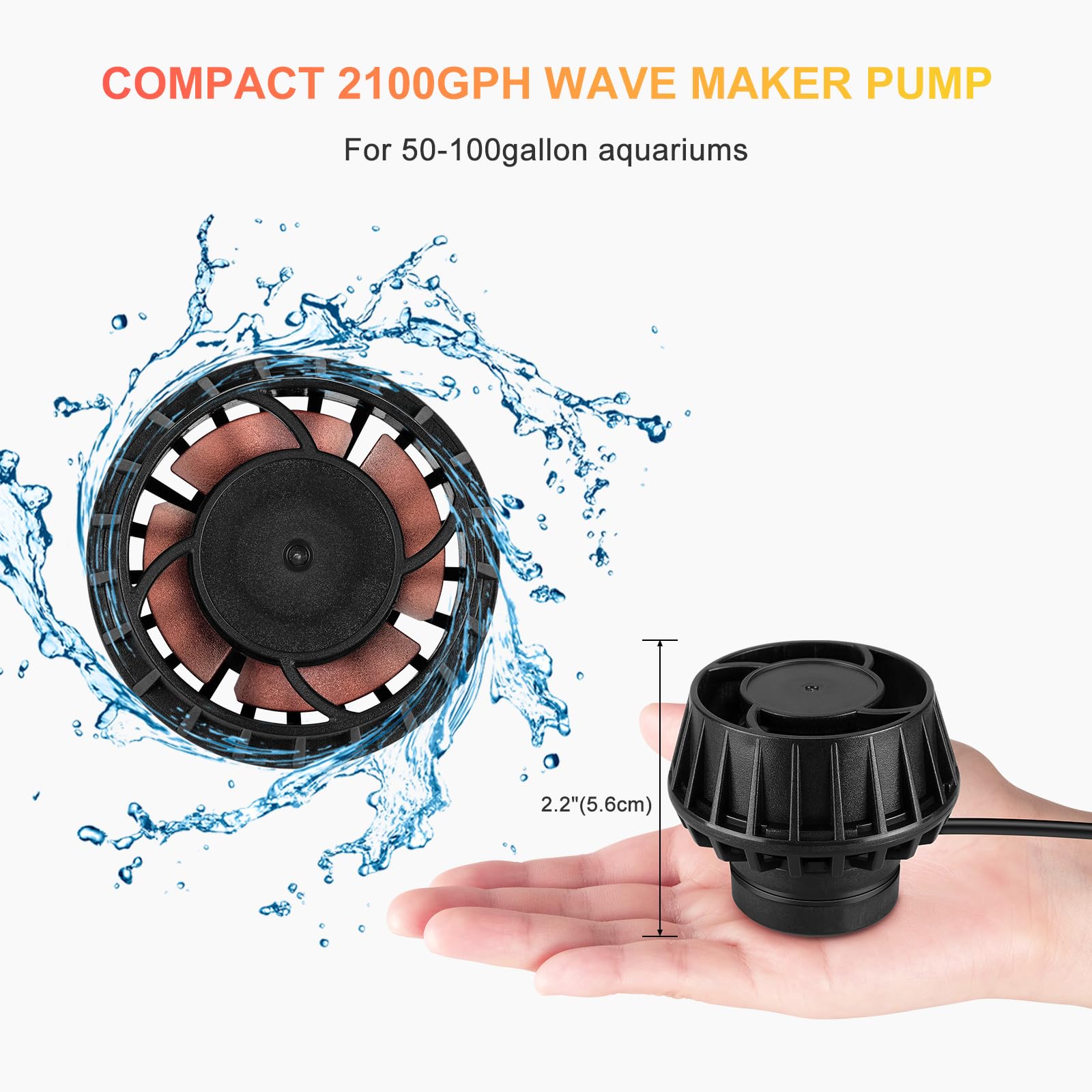 JEREPET wave maker noise-free operation under 25dB for peaceful tanks.
