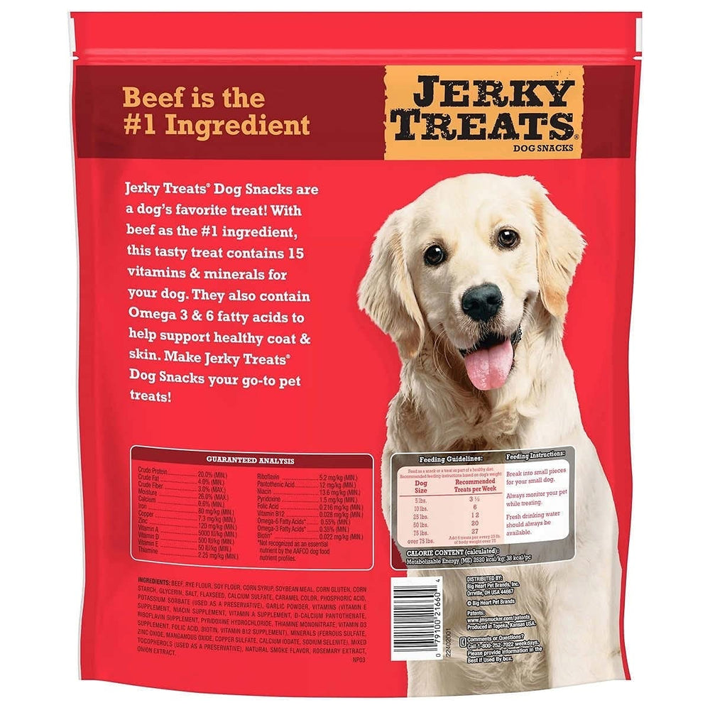 Jerky Treats Tender Beef Strips serving image shows tasty treats for daily rewards