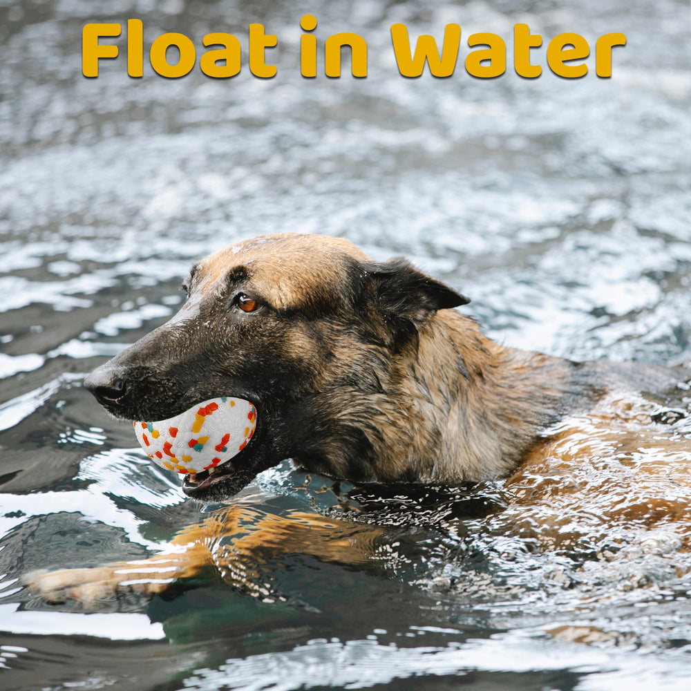 JEROCK ball floats on water, ready for pool or beach fetch.
