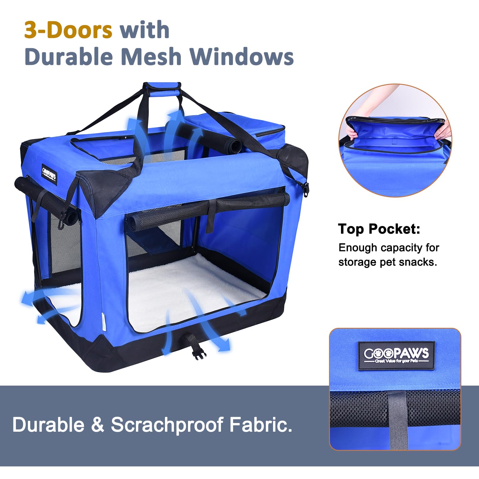 Jespet 36 soft dog crate top entrance for quick access and comfort.