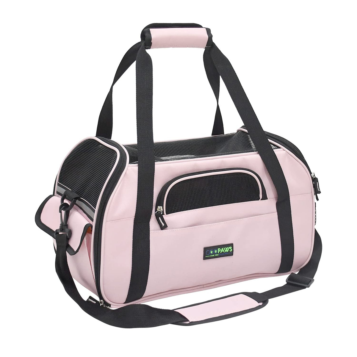 Jespet soft-sided kennel under-seat airline carrier provides compact travel comfort.