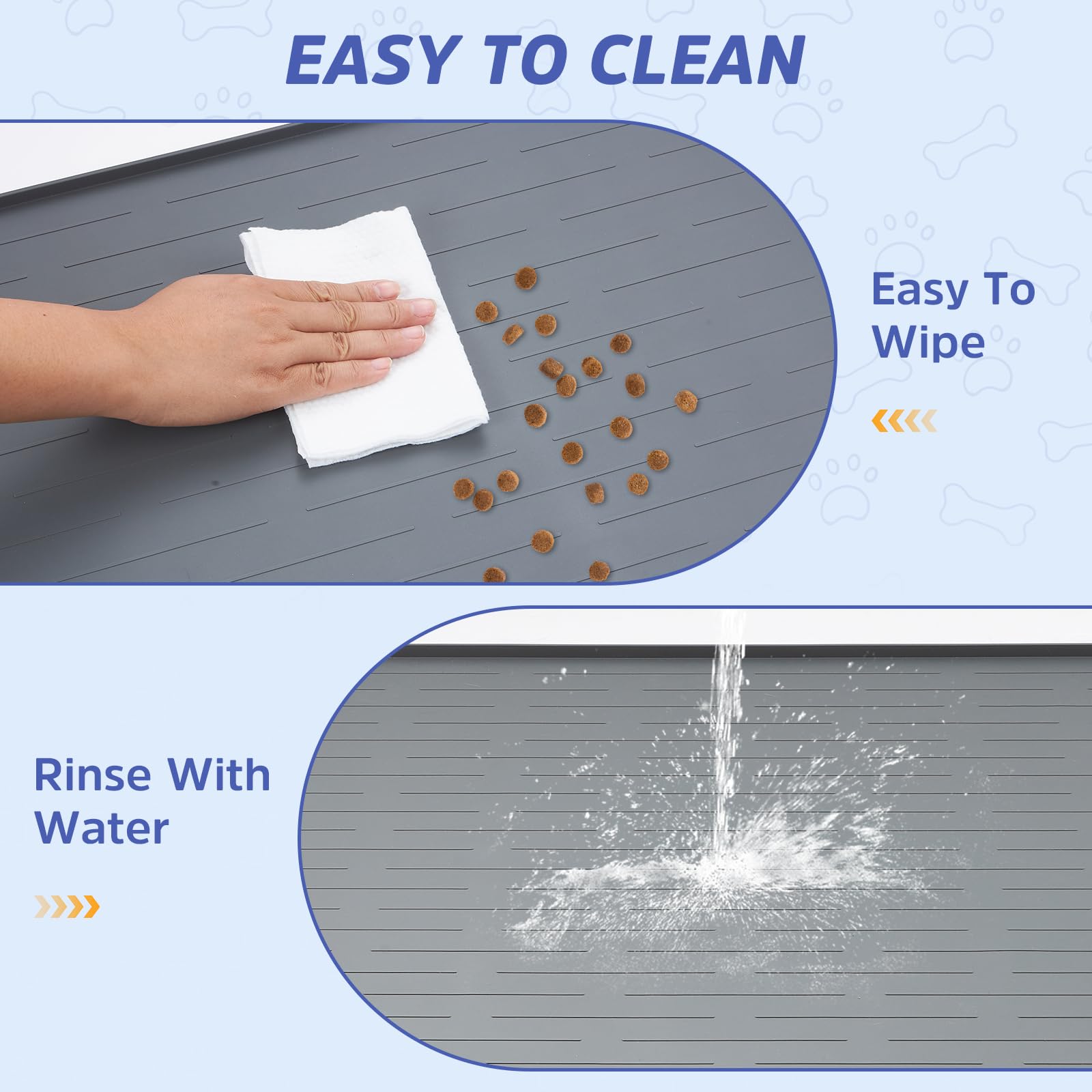 JET LAG dishwasher-safe silicone pet mat cleans quickly after meals