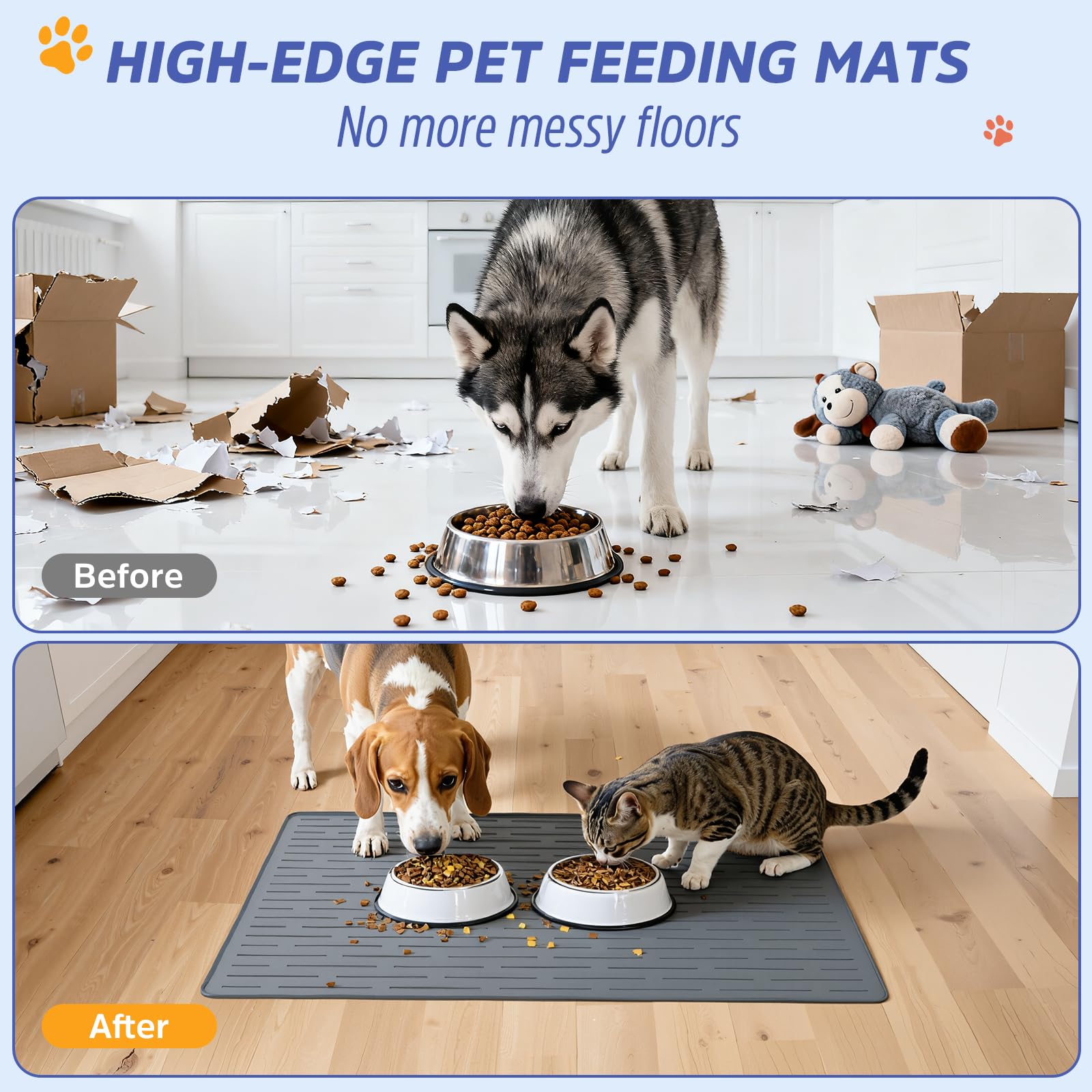 JET LAG nonslip silicone feeding mat with raised edge contains messes during feeding