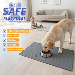 JET LAG mat features raised edge to prevent overflow and protect floors
