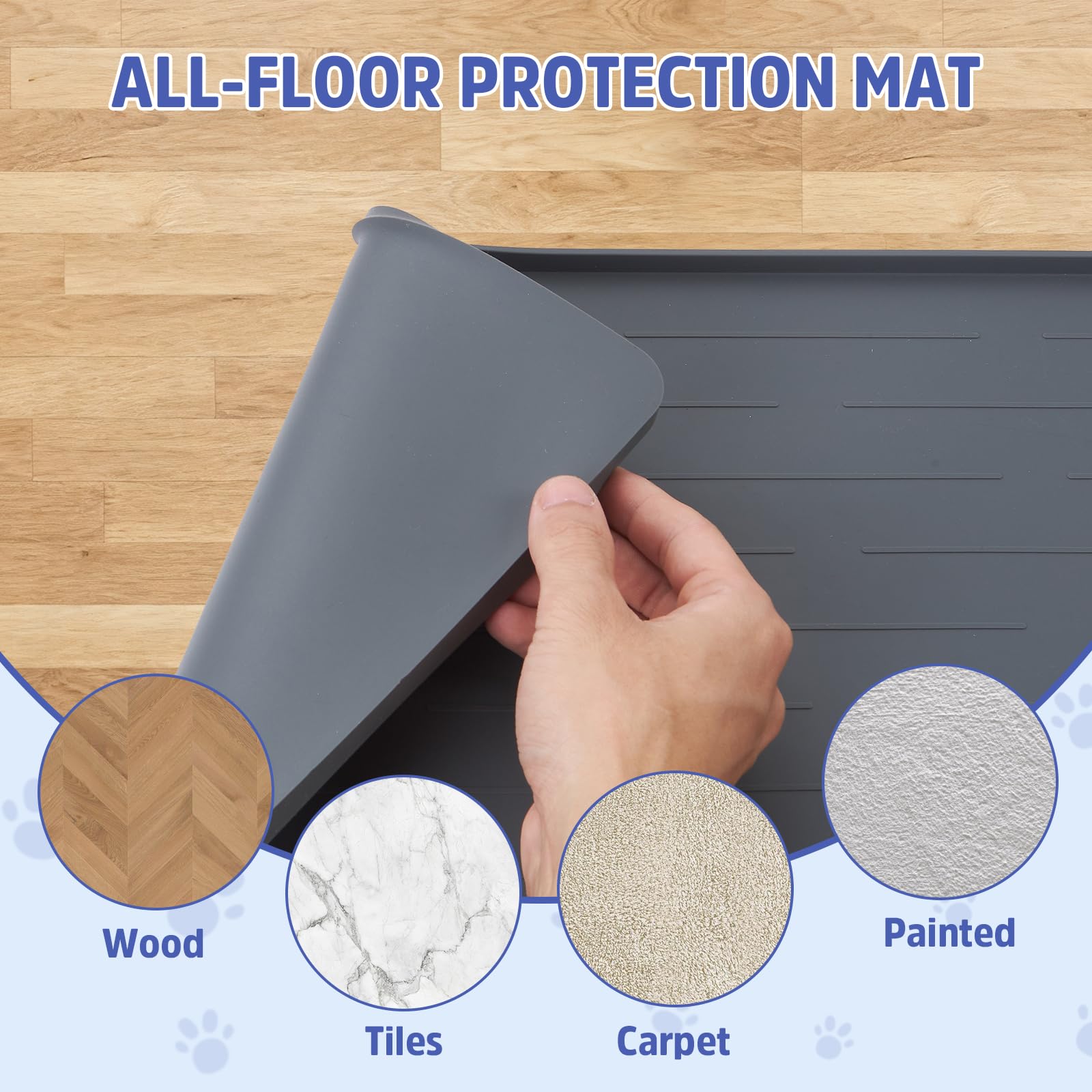 JET LAG under-crate feeding station mat simplifies mealtime organization and floor protection