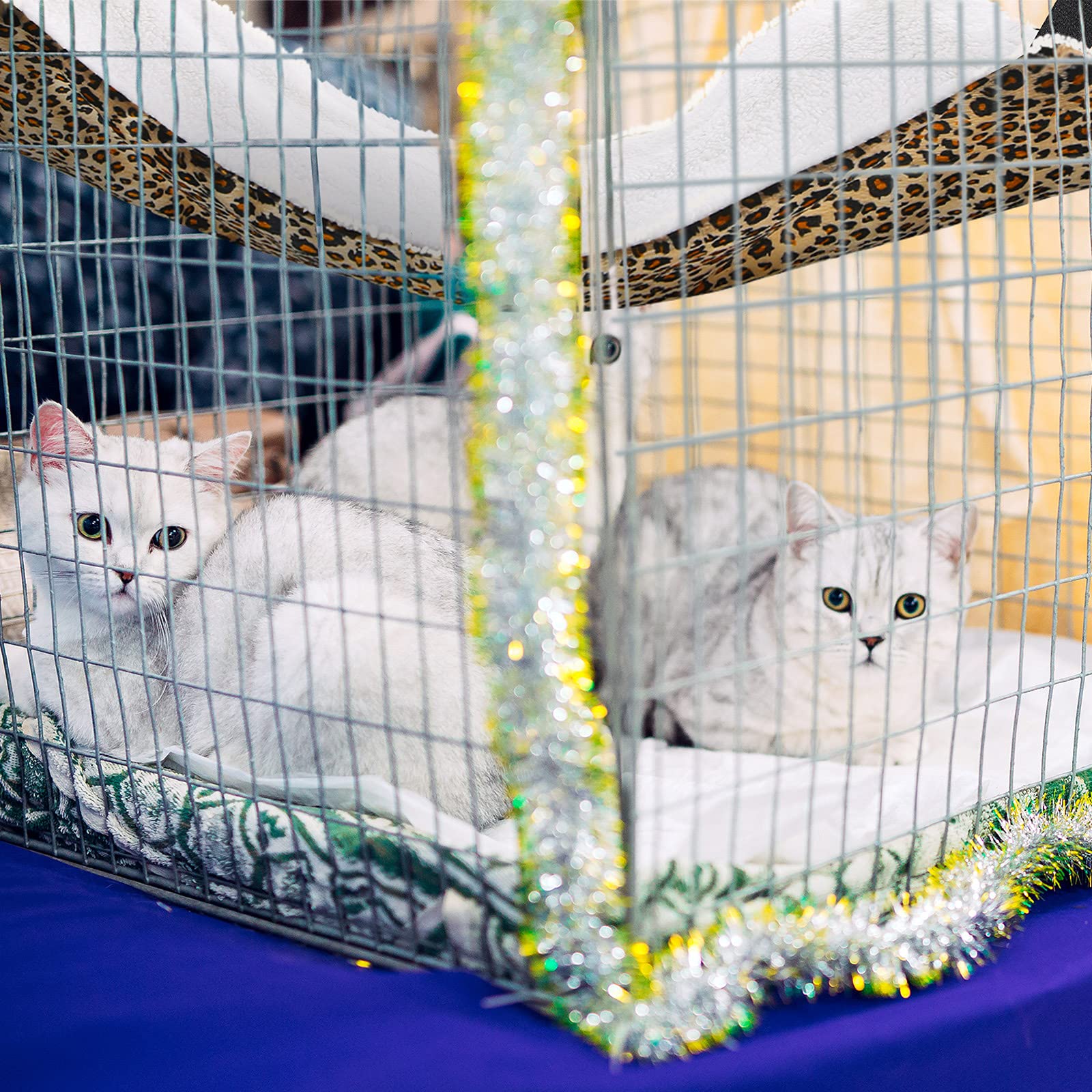 Jetec cat hanging hammock dot pattern offers a secure elevated nap area for rabbits and cats.