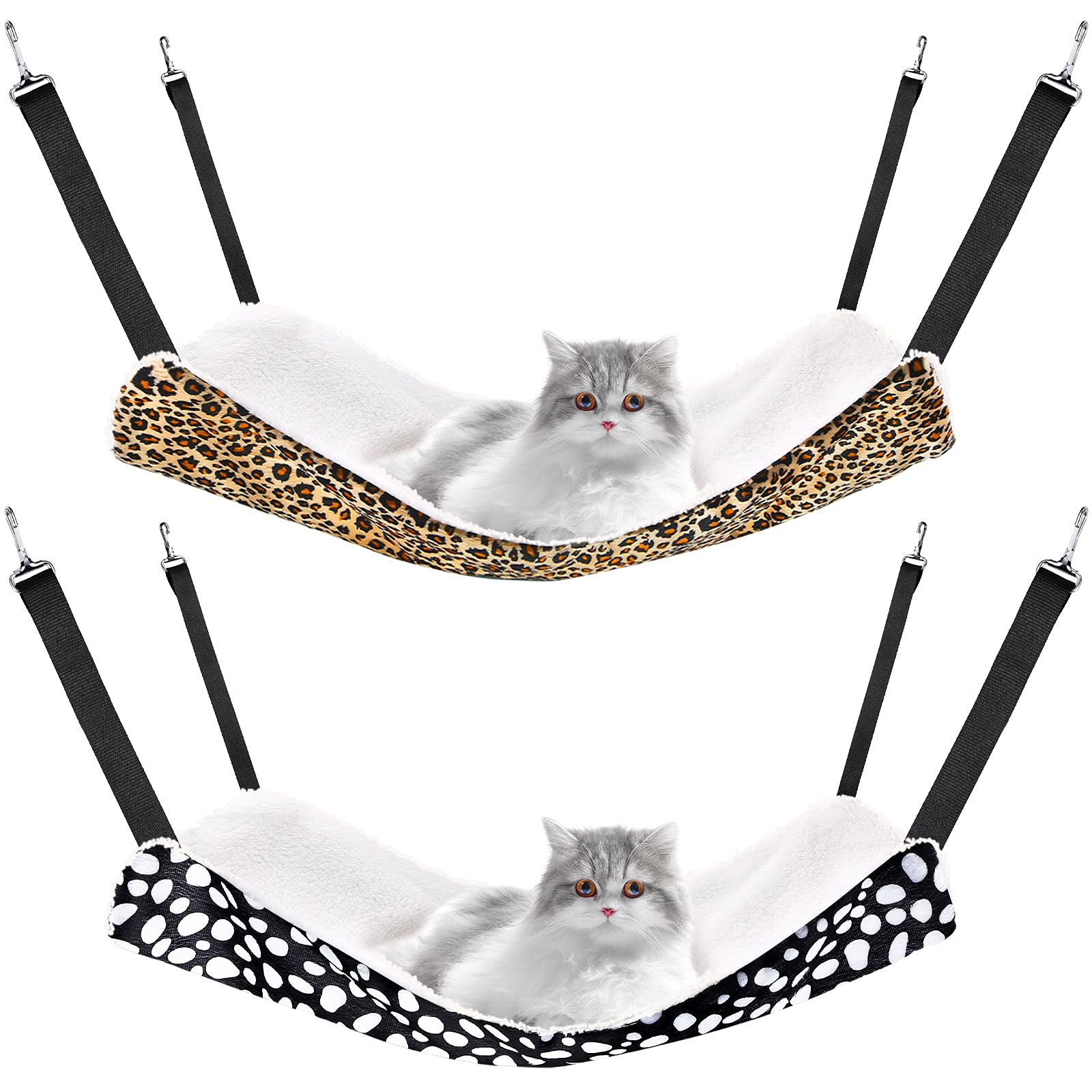 Jetec cat hanging hammock leopard pattern provides a cozy resting spot for small pets.