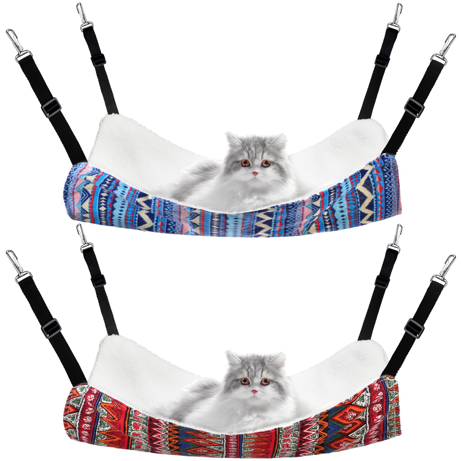Jetec reversible cat hammock with ethnic pattern offers cozy rest for small pets.