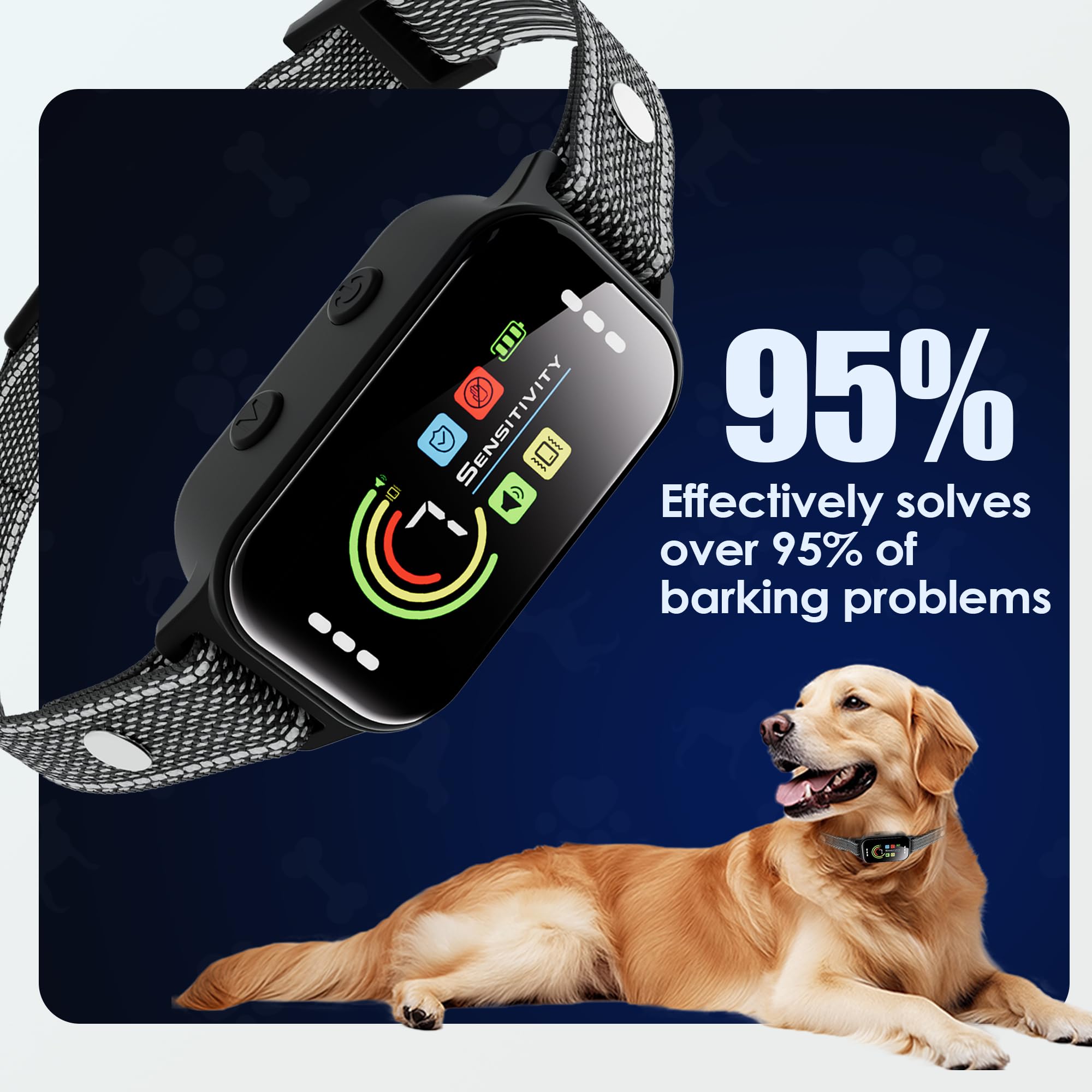JEUJE Collar charging indicator highlighting 15-day battery life.