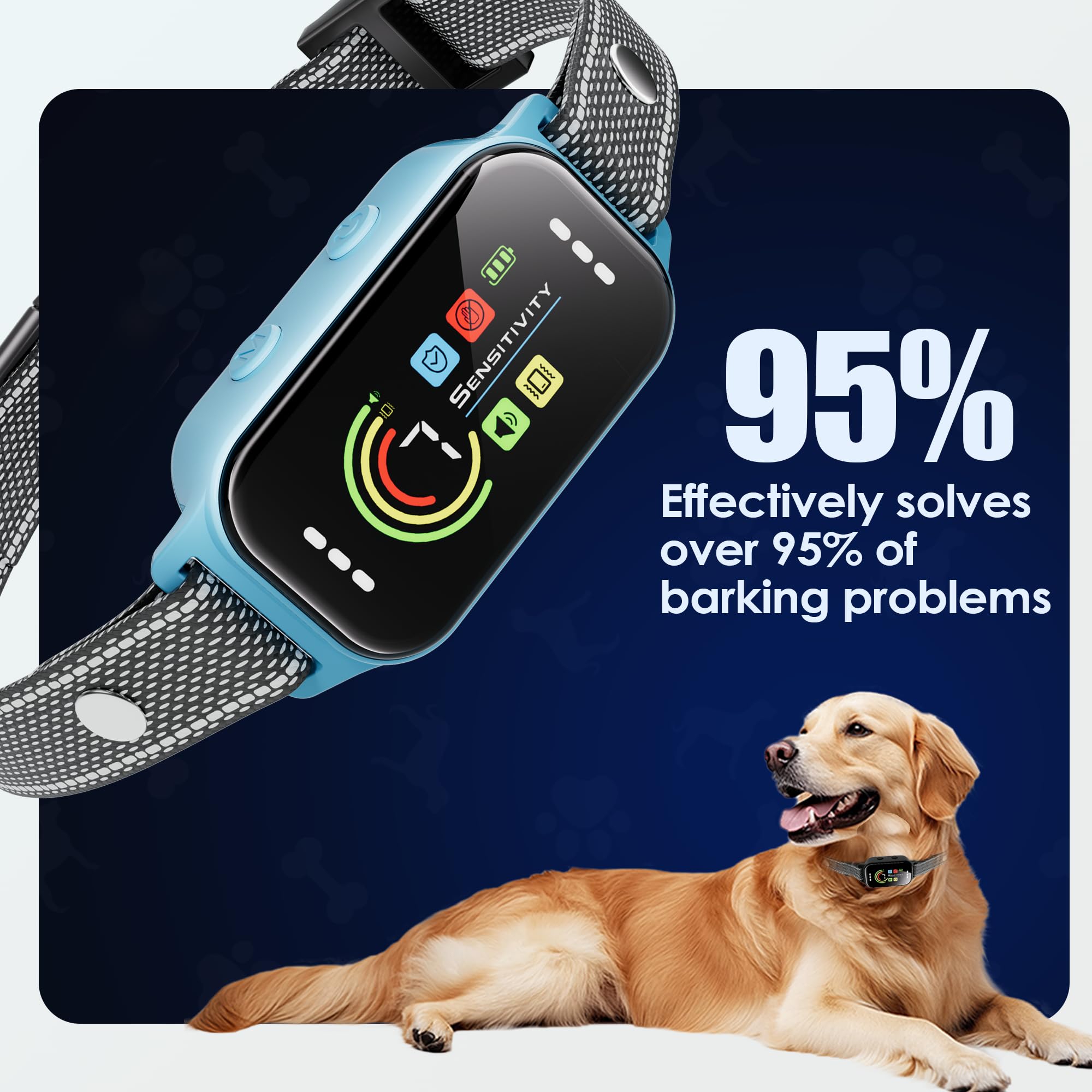 JEUJE bark collar blue night safety buckle ensures visibility during night walks