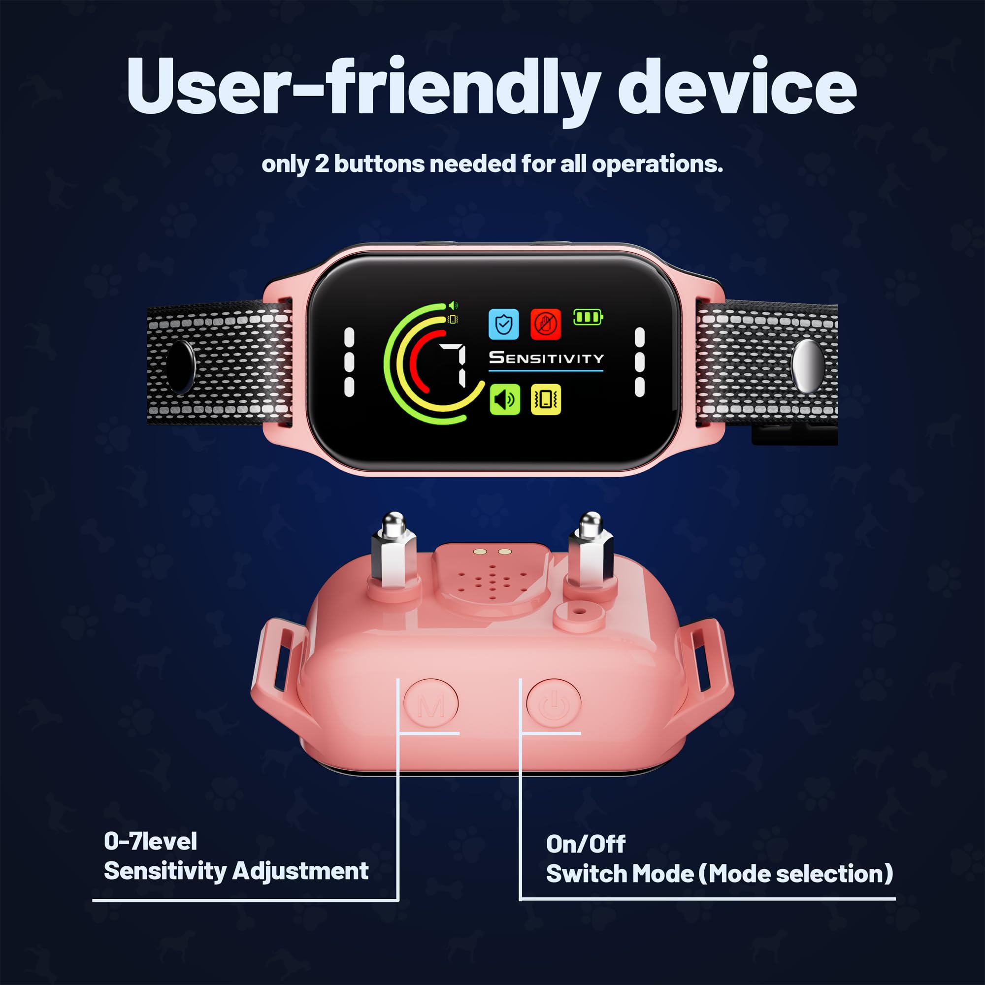 JEUJE dog bark collar 5-level sound shows adjustable training for diverse dogs.
