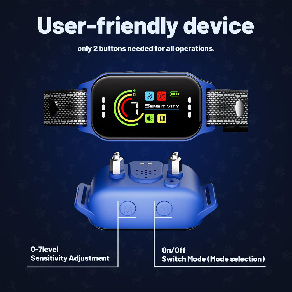 JEUJE Bark Collar sensitivity dial with mode switch for on-the-spot adjustments.