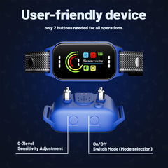 JEUJE Bark Collar sensitivity dial with mode switch for on-the-spot adjustments.